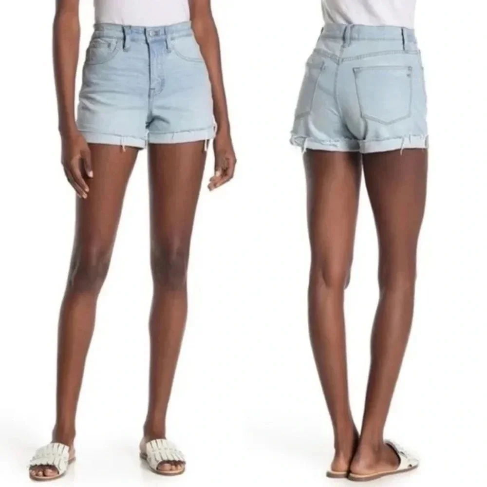 Madewell High Rise Raw Hem Cuffed Denim Shorts - Size 26